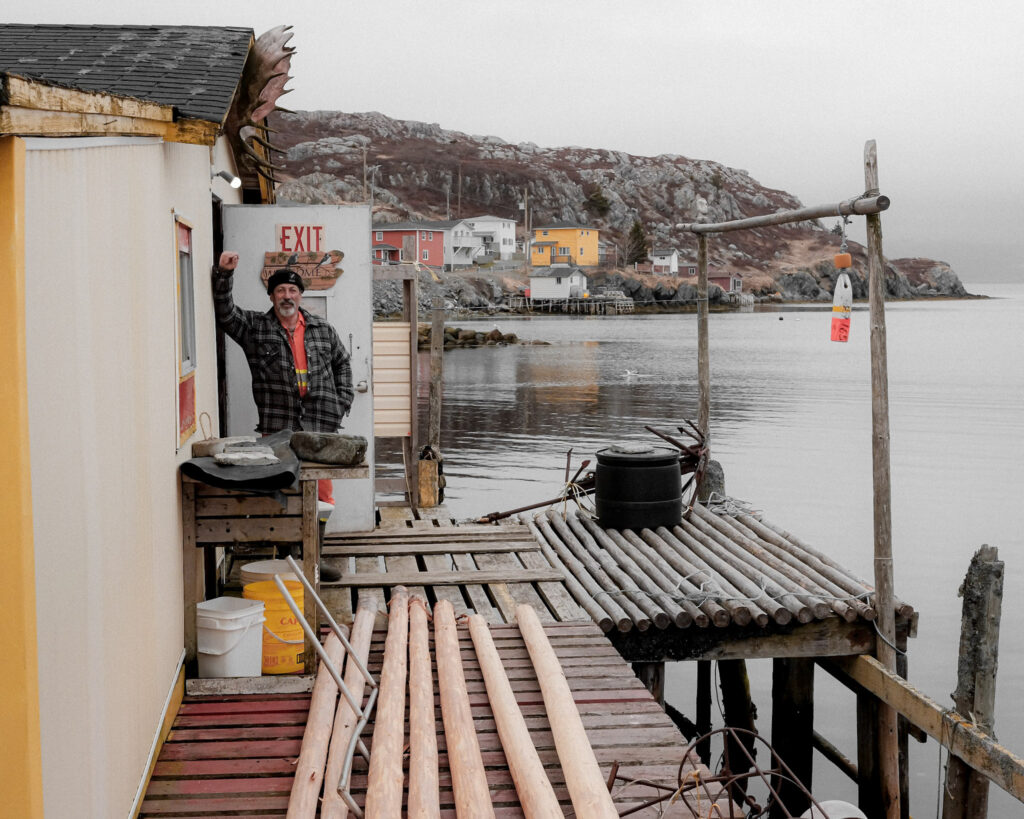 Portrait on a fishing stage in Harbour Mille Newfoundland